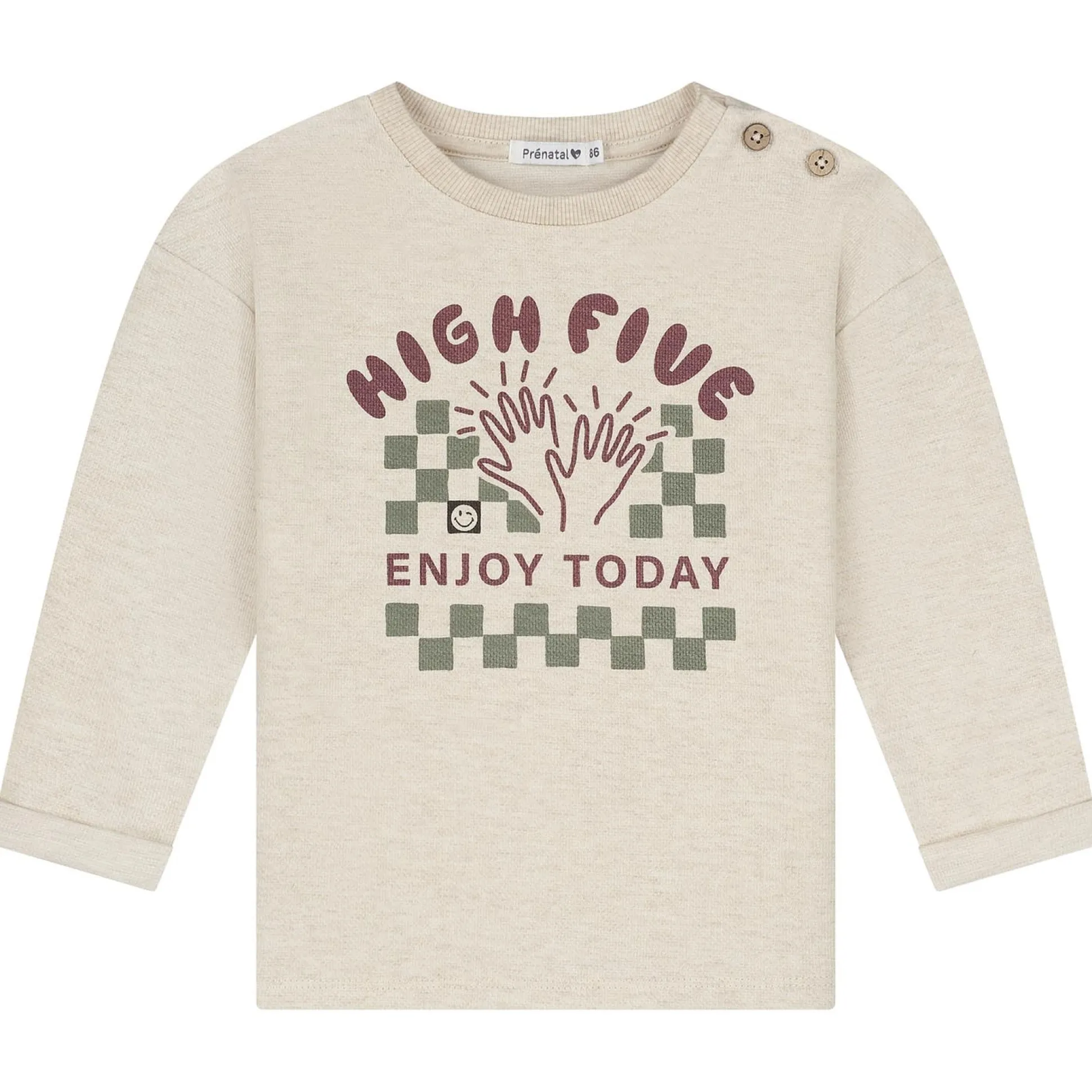 Prénatal peuter shirt lange mouwen printopdruk beige