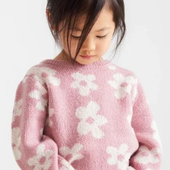 Prénatal peuter sweater lange mouwen bloemen roze