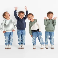 Prénatal peuter sweater lange mouwen strepen groen