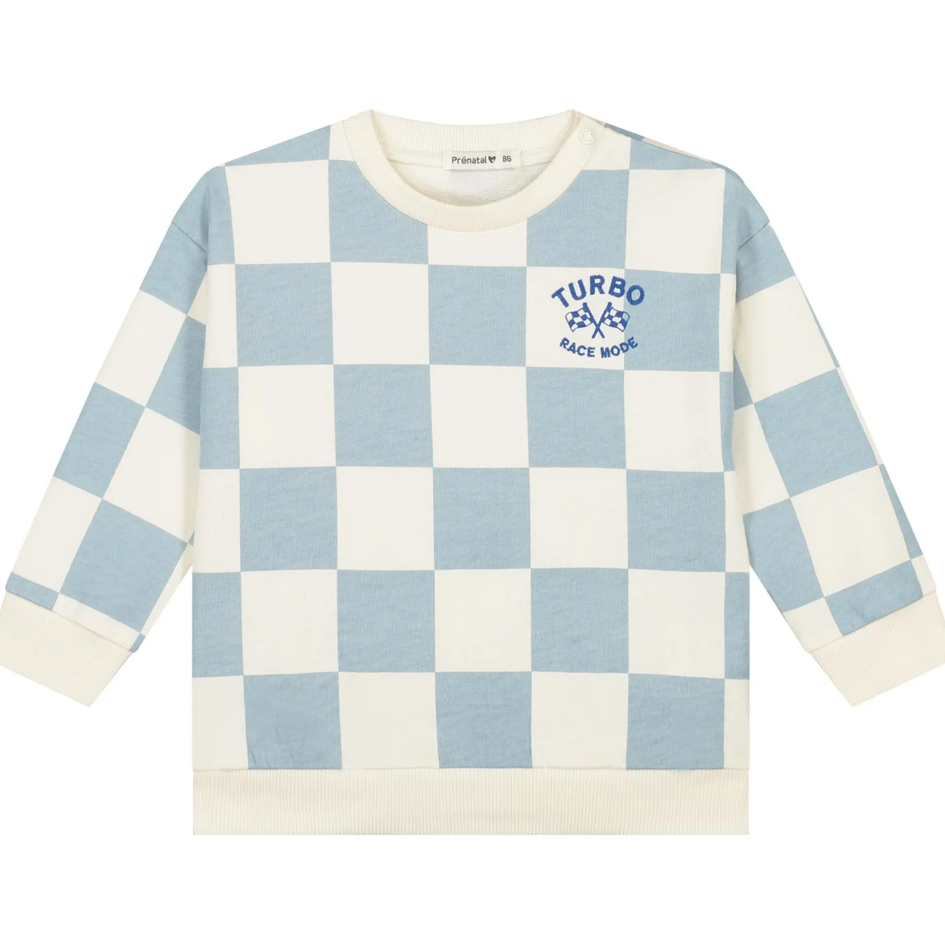 Prénatal peuter sweater lange mouwen ruit blauw