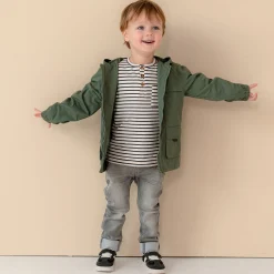 Prénatal peuter T-shirt lange mouwen strepen antraciet