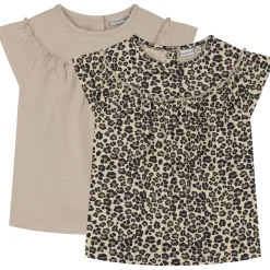 Prénatal peuter T-shirts 2 stuks korte mouwen panterprint beige