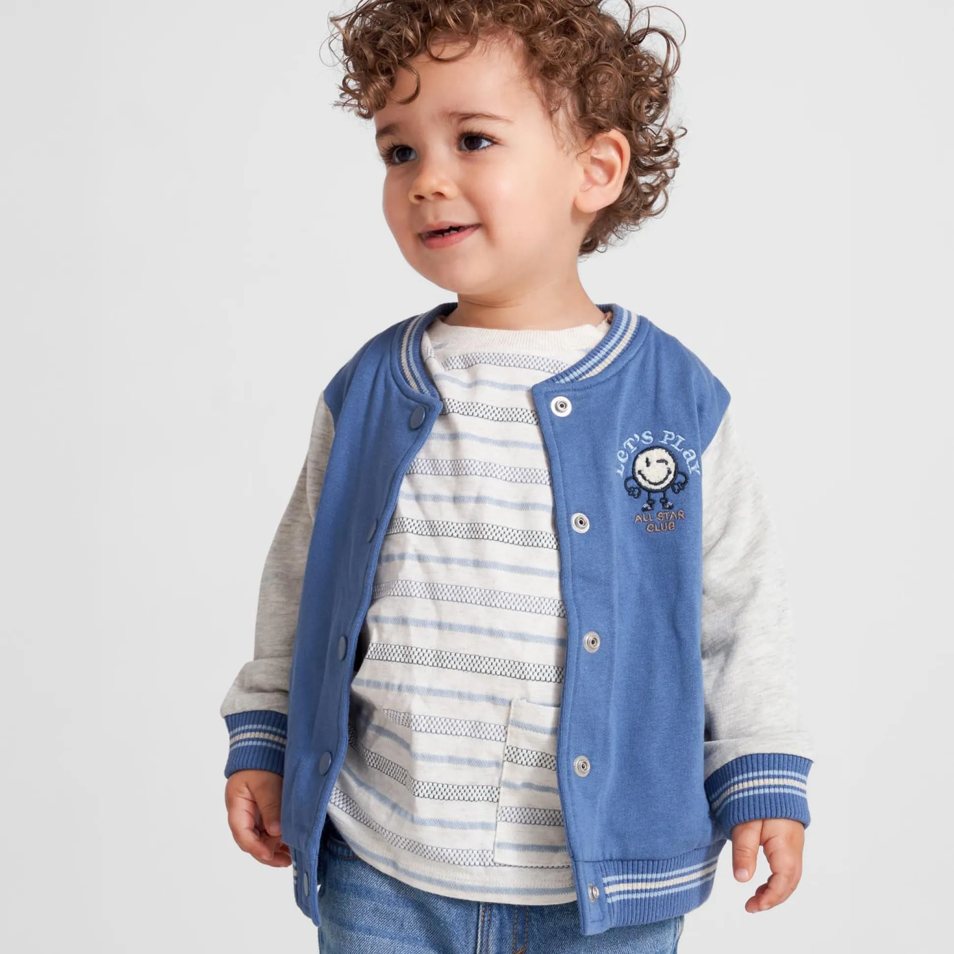 Prénatal peuter vest lange mouwen meerkleurig blauw