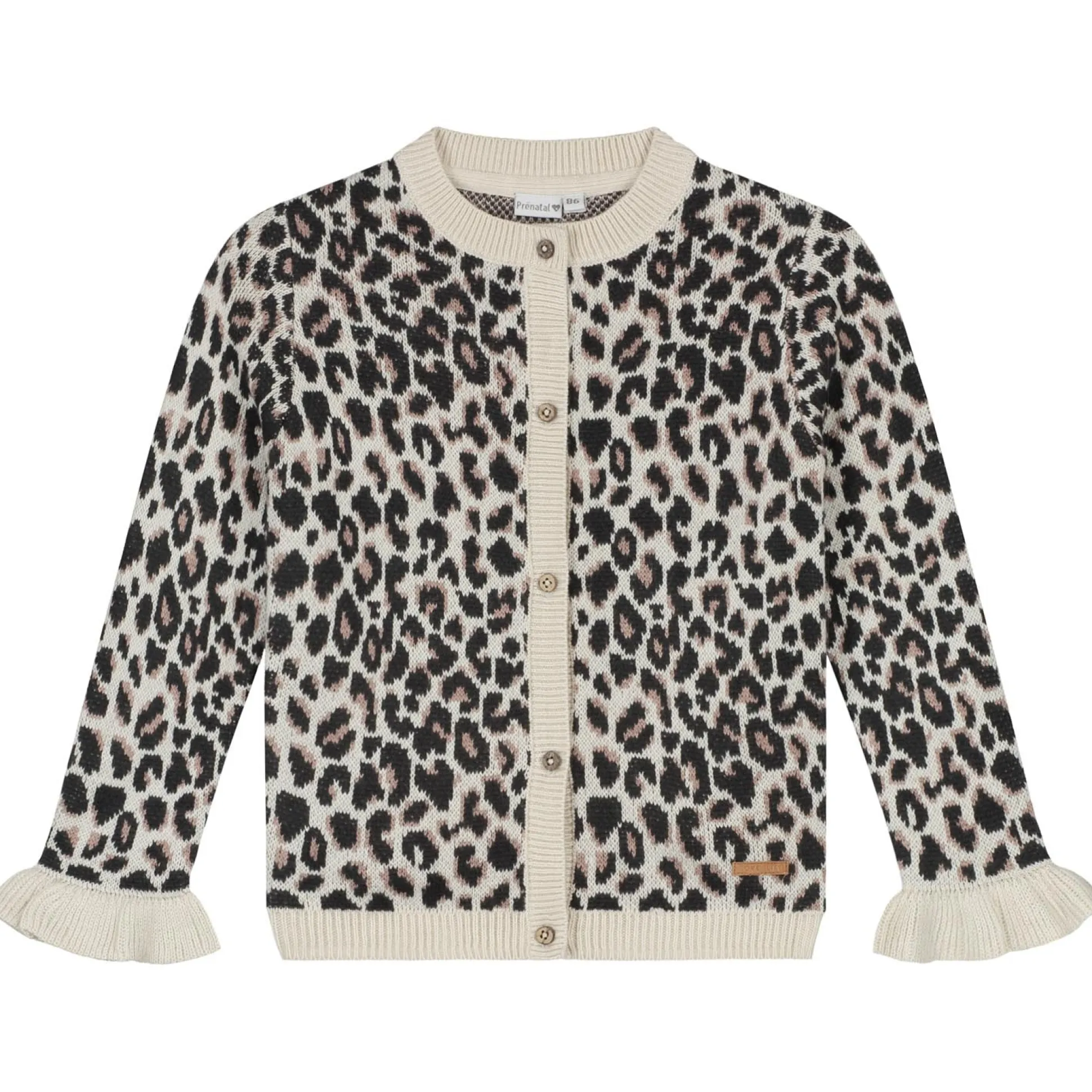 Prénatal peuter vest lange mouwen panterprint beige