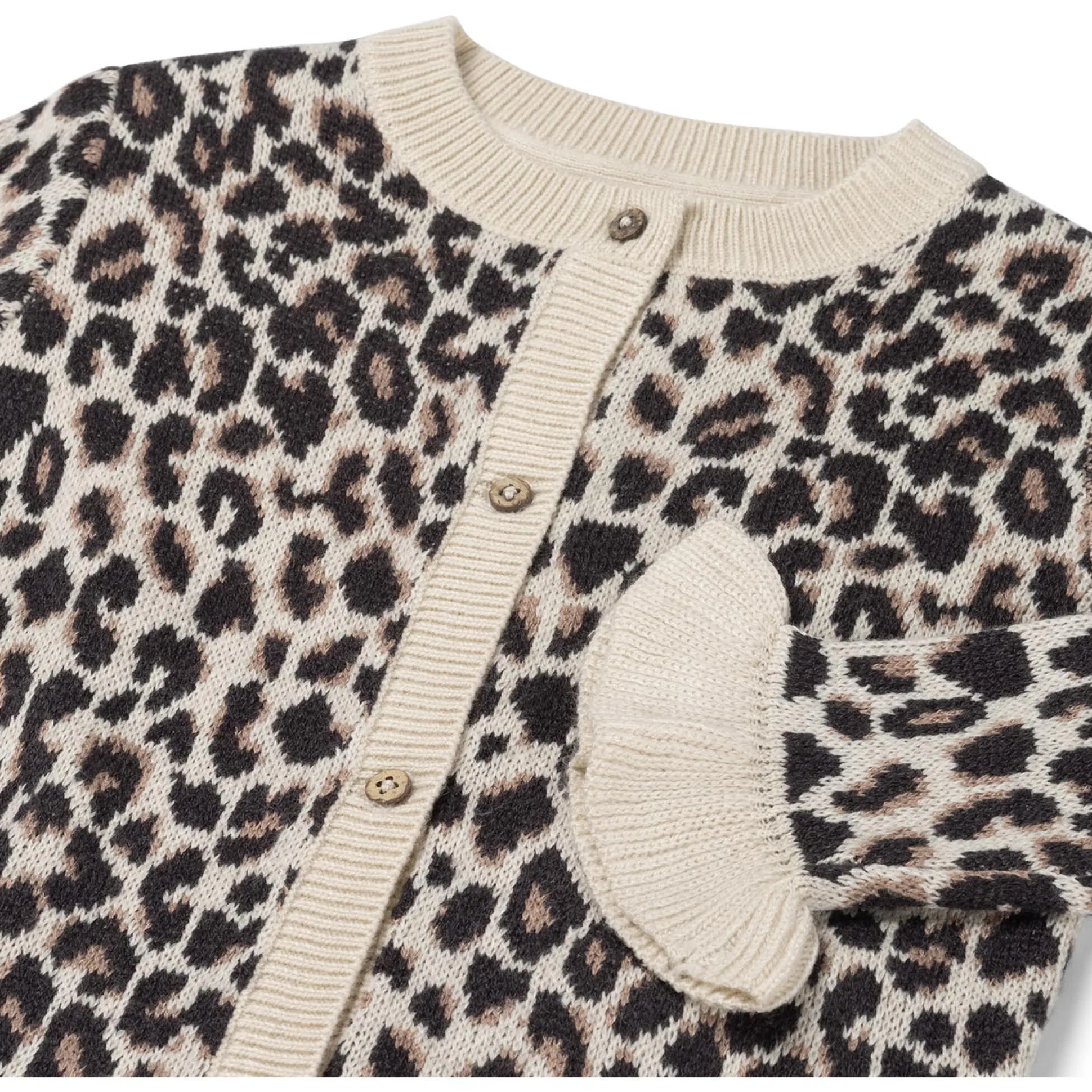 Prénatal peuter vest lange mouwen panterprint beige