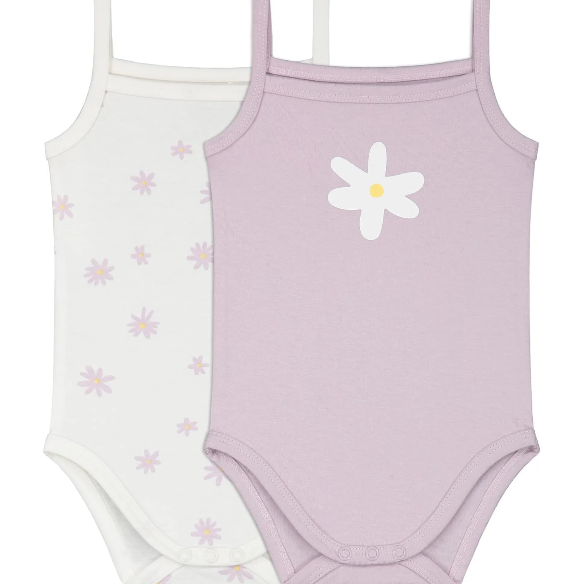 Prénatal romper 2 stuks spaghettibandjes bloemen paars