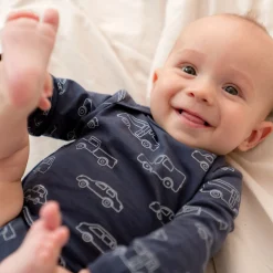 Prénatal romper auto's lange mouwen all over print blauw