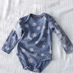 Prénatal romper bloem lange mouwen bloemen blauw