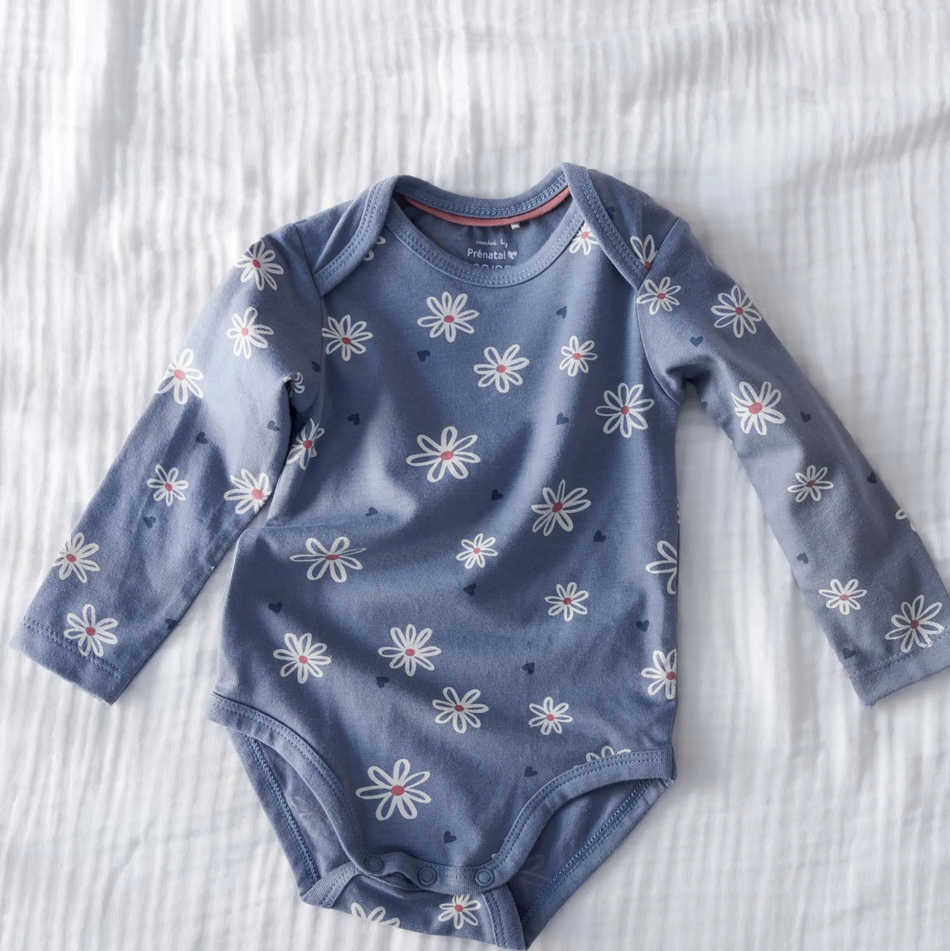 Prénatal romper bloem lange mouwen bloemen blauw