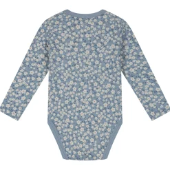 Prénatal romper flower 2 stuks lange mouwen bloemen blauw