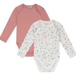 Prénatal romper flower 2 stuks lange mouwen bloemen roze