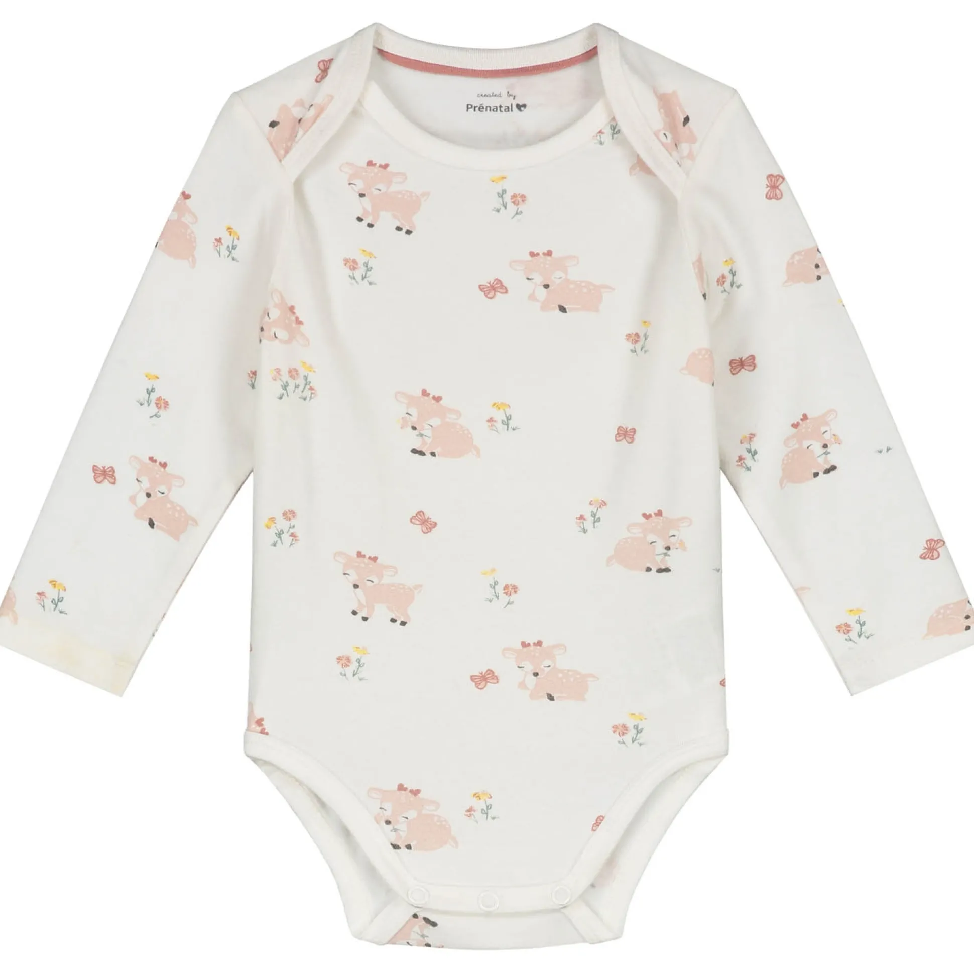 Prénatal romper Hert lange mouwen dierenprint wit