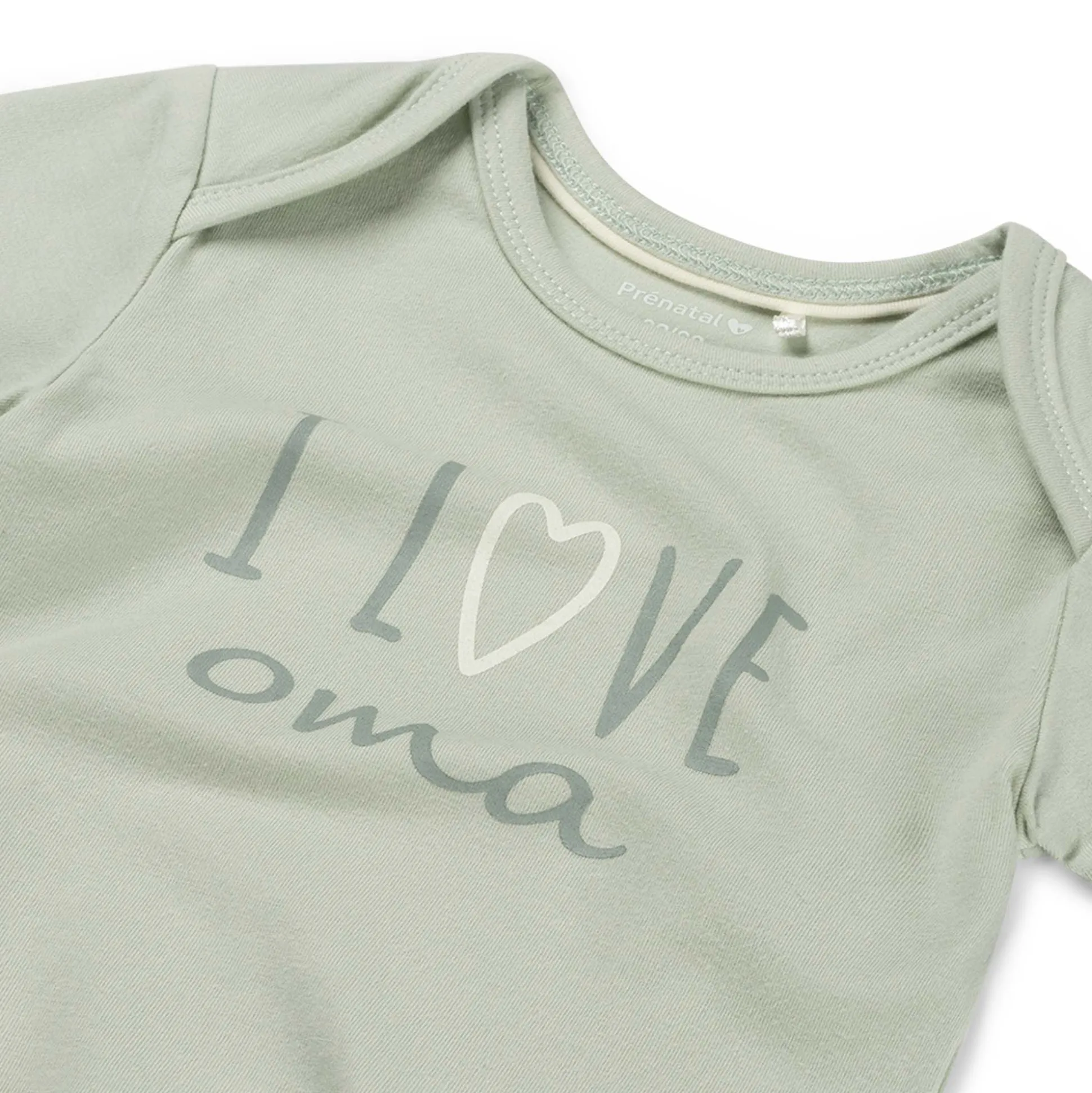 Prénatal romper i love oma korte mouwen tekst groen