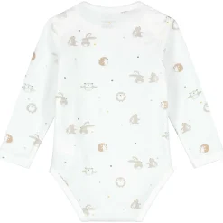 Prénatal romper Kleine Vriendjes lange mouwen all over print wit