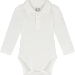 Prénatal romper polo lange mouwen effen wit