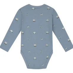 Prénatal romper retro auto 2 stuks lange mouwen all over print blauw
