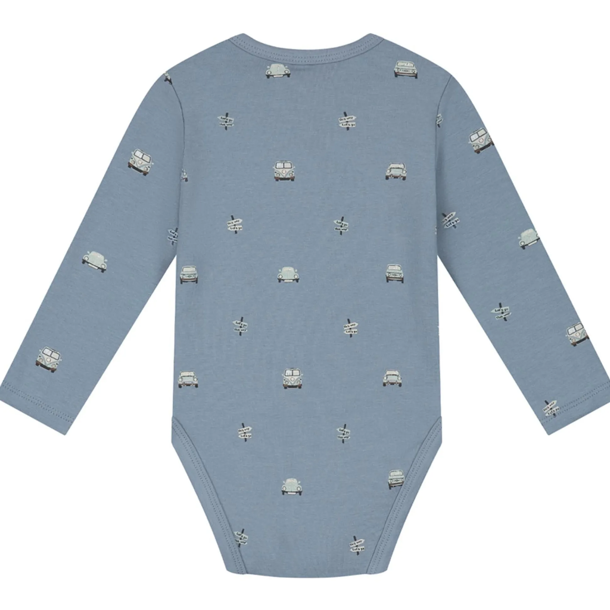 Prénatal romper retro auto 2 stuks lange mouwen all over print blauw