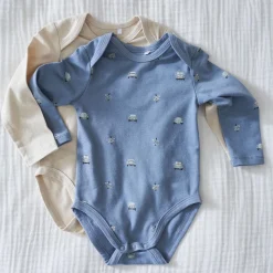 Prénatal romper retro auto 2 stuks lange mouwen all over print blauw