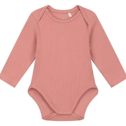 Prénatal romper rib lange mouwen effen roze