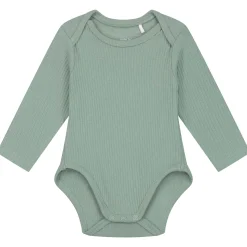 Prénatal romper rib lange mouwen effen groen