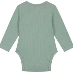 Prénatal romper rib lange mouwen effen groen