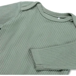 Prénatal romper rib lange mouwen effen groen
