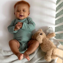 Prénatal romper rib lange mouwen effen groen