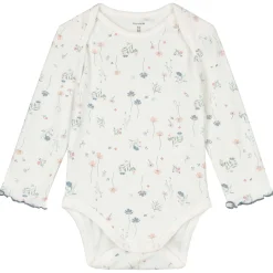 Prénatal romper romantische rib lange mouwen bloemen wit