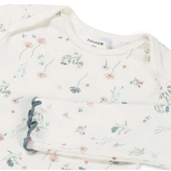 Prénatal romper romantische rib lange mouwen bloemen wit