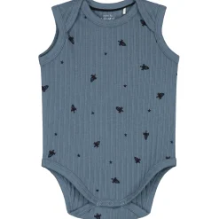 Prénatal romper ruimte rib mouwloos all over print blauw