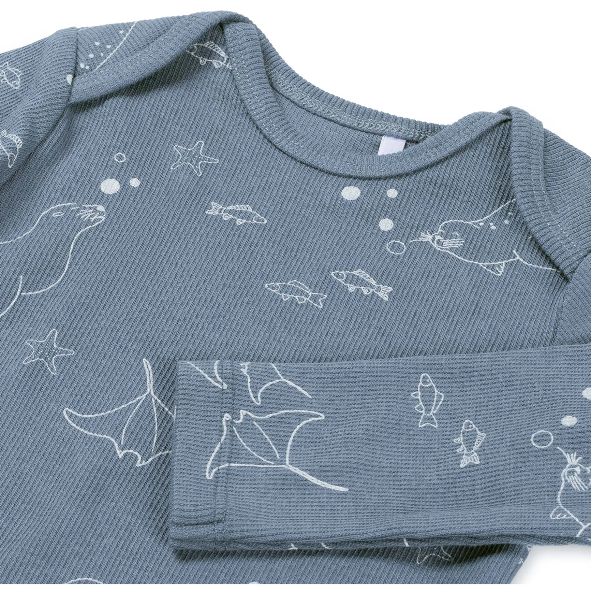 Prénatal romper zeehond rib lange mouwen all over print blauw