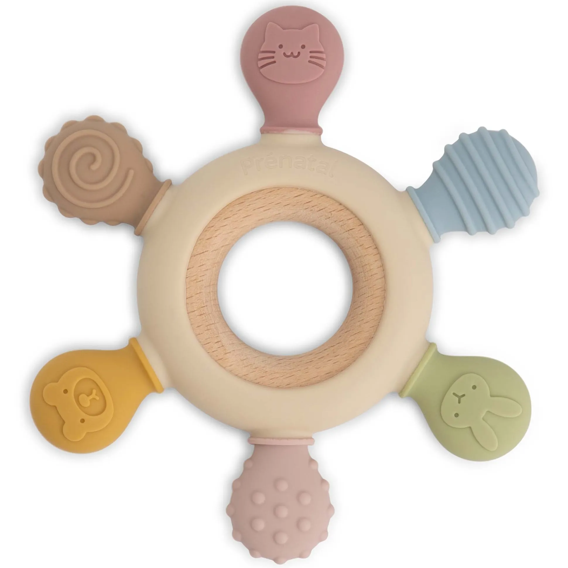 Prénatal Silconen Houten Bijtring Patroon multi