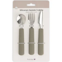 Prénatal siliconen bestekset RVS 3-delig groen