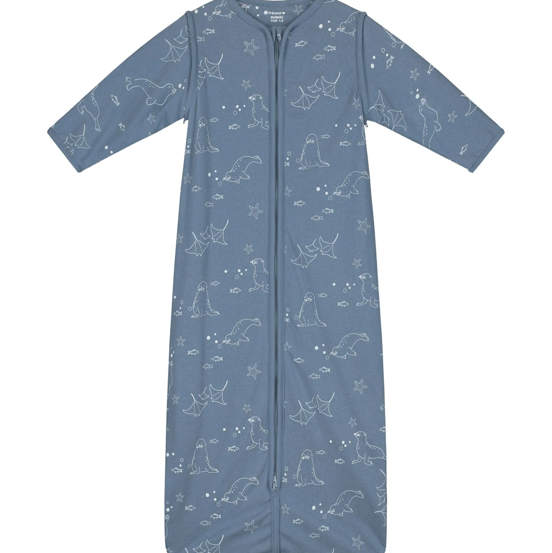 Prénatal slaapzak zeehond rib blauw