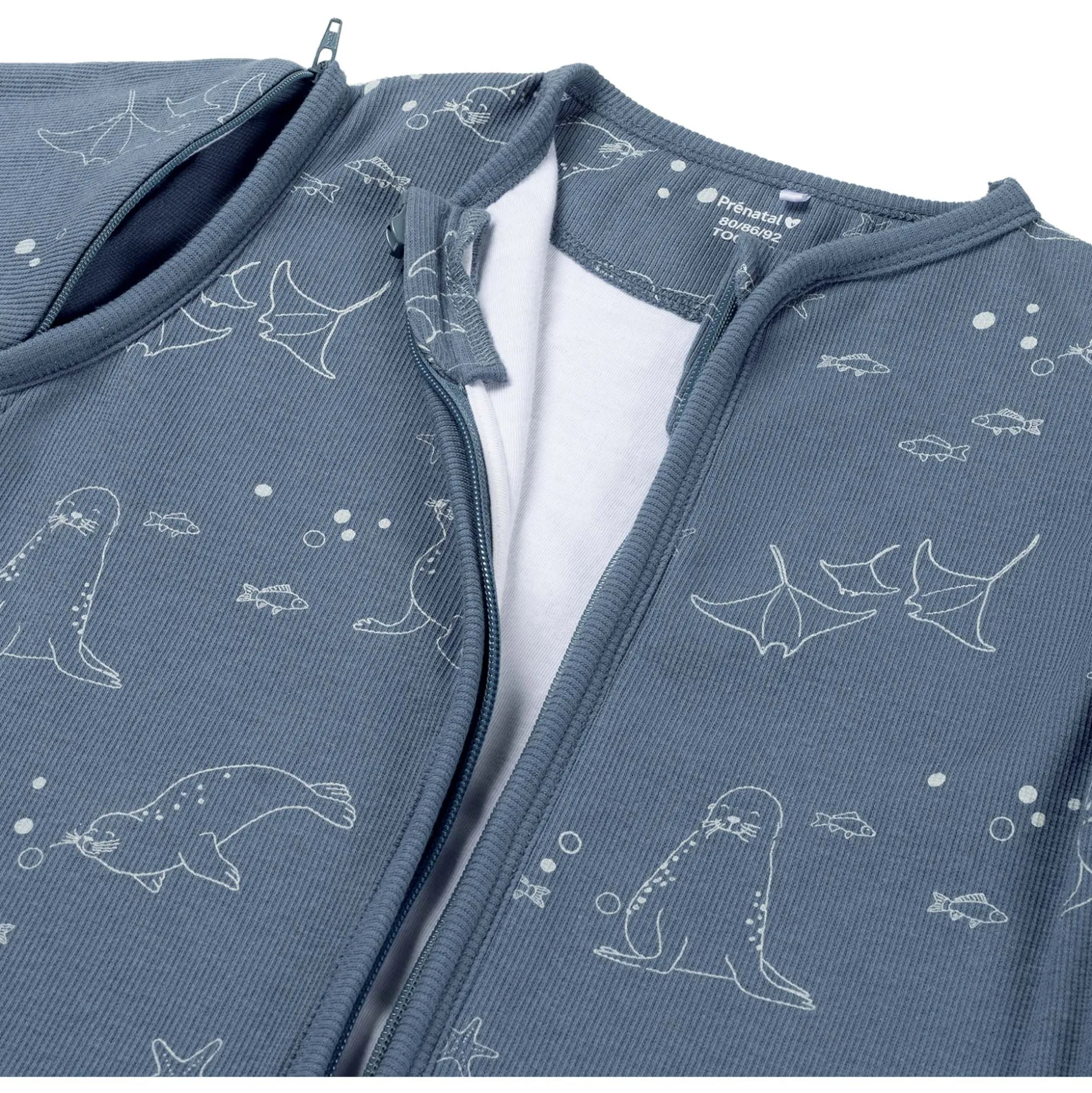 Prénatal slaapzak zeehond rib blauw