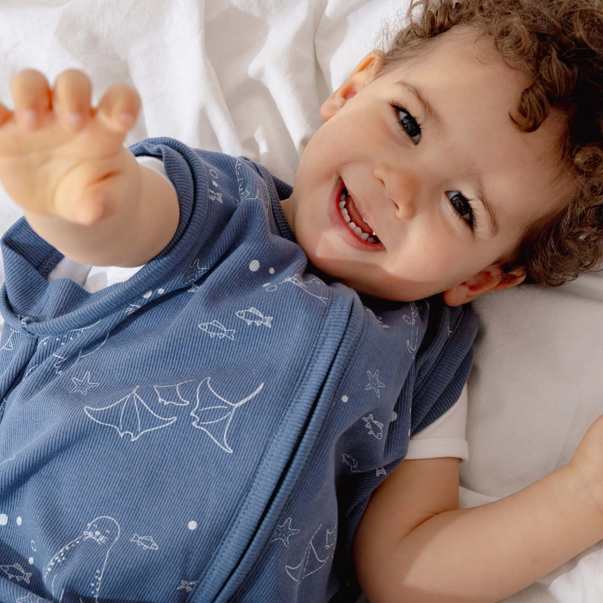 Prénatal slaapzak zeehond rib blauw