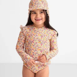 Prénatal UV zwempak bloemen lange mouwen all over print multi