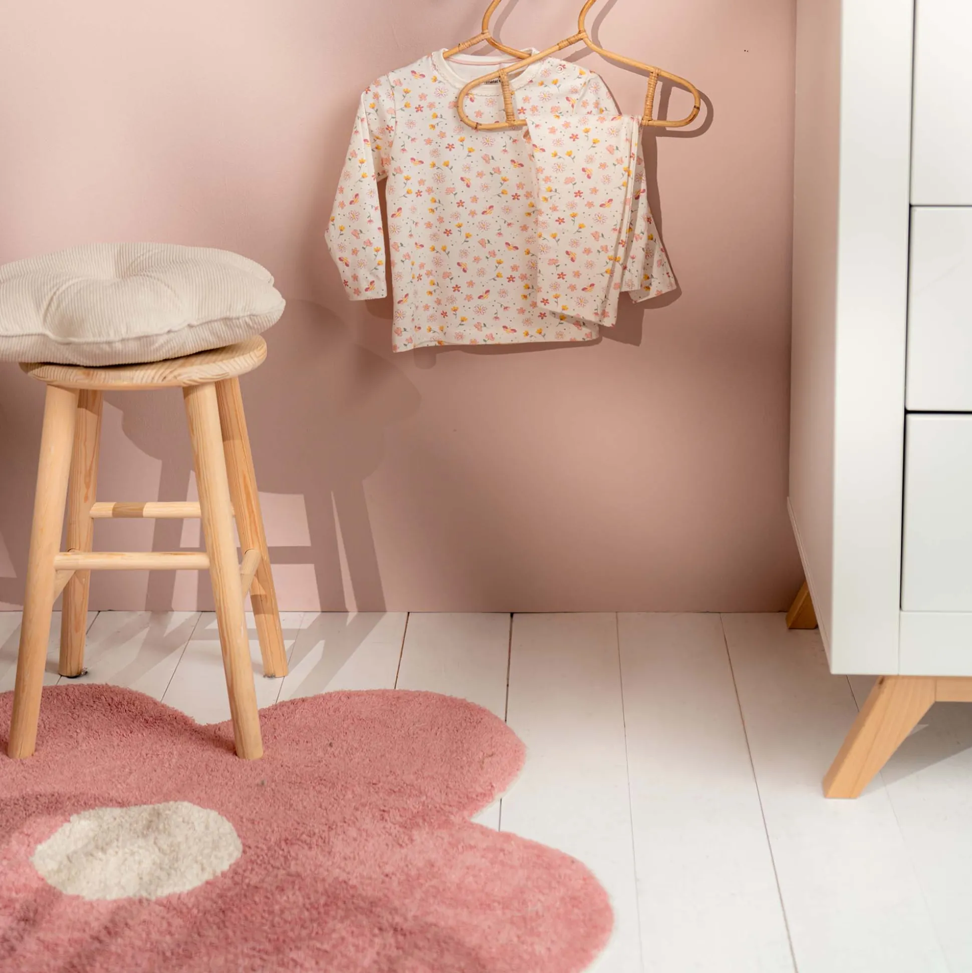 Prénatal vloerkleed bloem roze