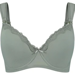 Prénatal voedingsbh rib  effen groen