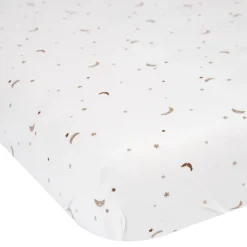 Prénatal wieg hoeslaken Ster en Maan wit