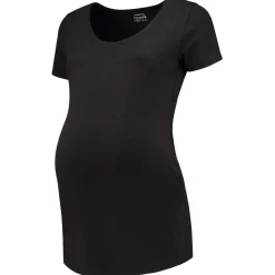 Prénatal zwangerschaps T-shirt korte mouwen effen zwart