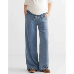 Prénatal zwangerschapsbroek lang effen denim