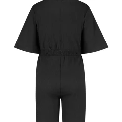 Prénatal zwangerschapsjumpsuit korte mouwen effen zwart