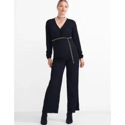 Prénatal zwangerschapsjumpsuit lange mouwen effen zwart