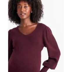 Prénatal zwangerschapsjurk lange mouwen effen rood