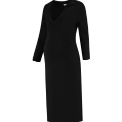 Prénatal zwangerschapsjurk driekwart mouwen effen zwart