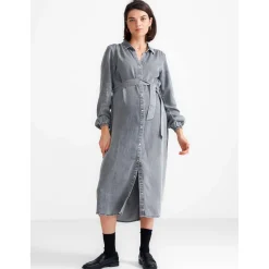 Prénatal zwangerschapsjurk maxi effen grijs