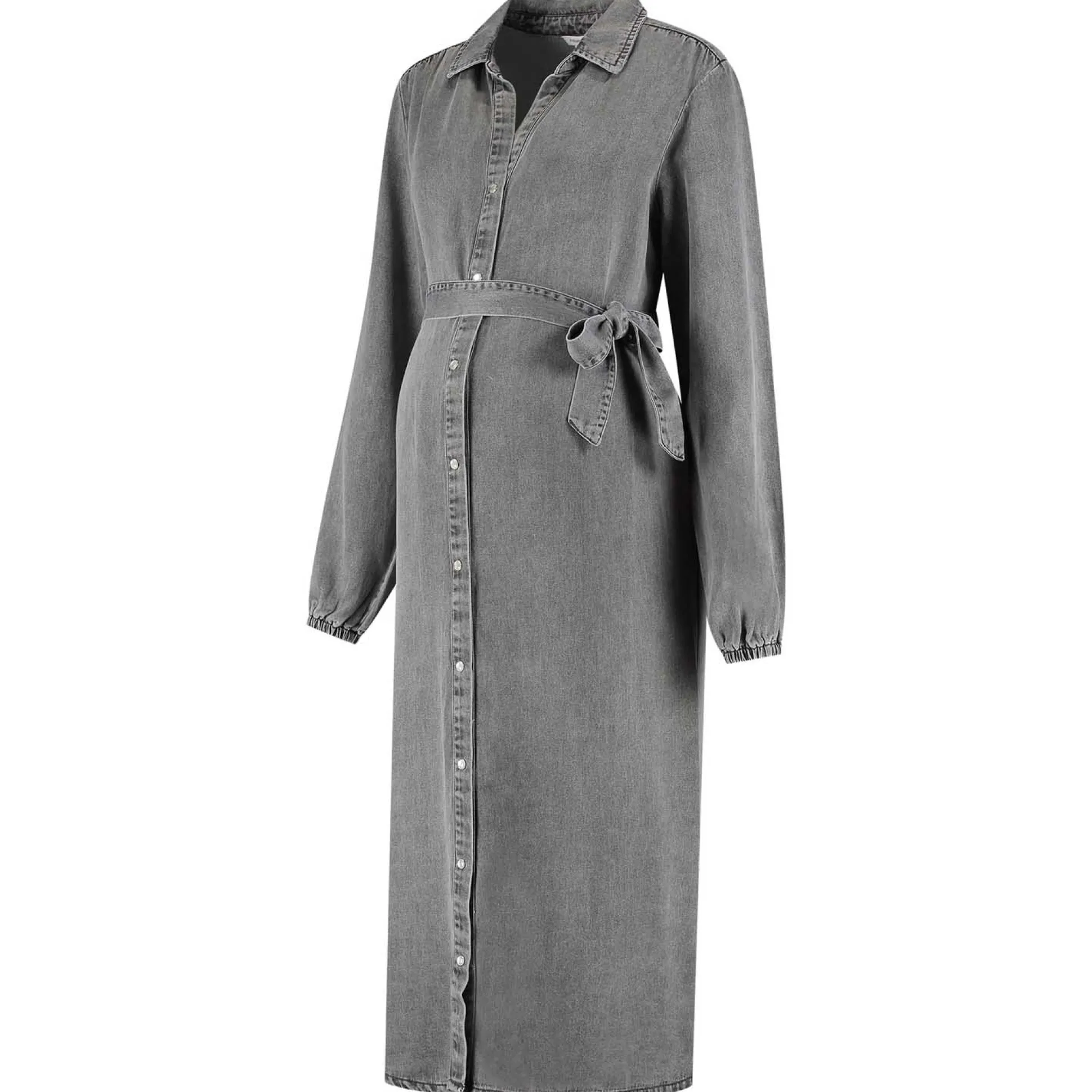 Prénatal zwangerschapsjurk maxi effen grijs