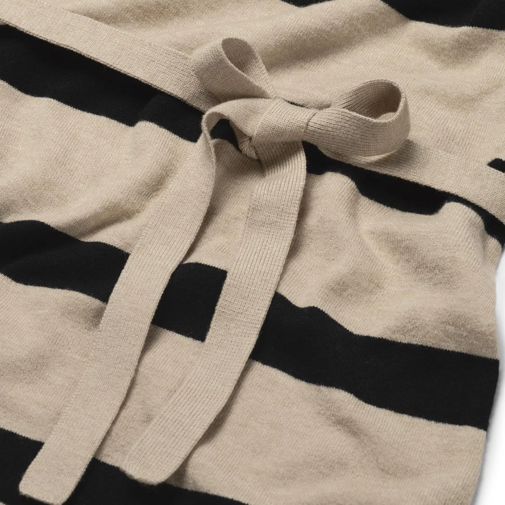 Prénatal zwangerschapsjurk lange mouwen strepen beige