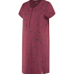 Prénatal zwangerschapsnachtjapon korte mouwen hartjes rood